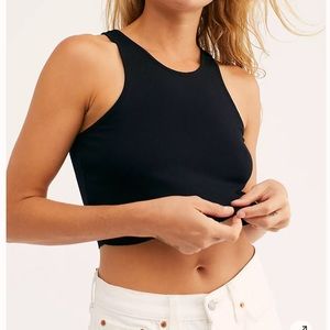 High-Neck Ribbed Crop Navy Sz L